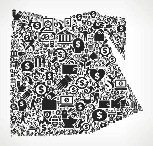 埃及金钱和金融黑白图标背景图片下载