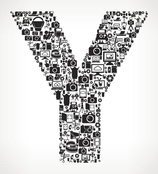 字母Y摄影黑白矢量图标背景图片下载