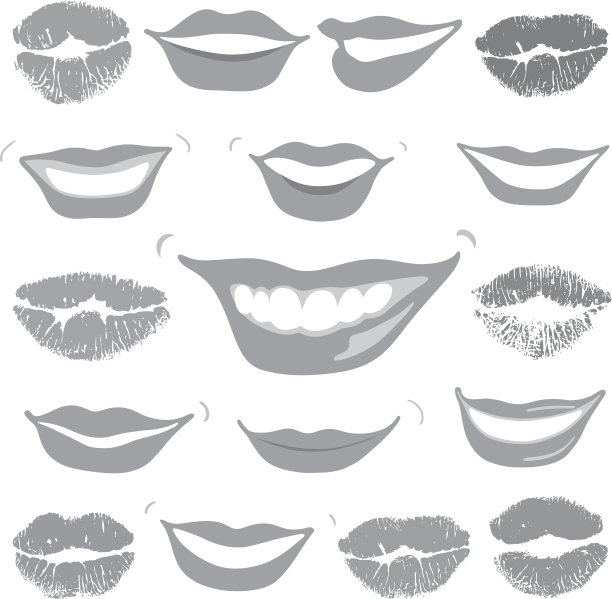 可爱的微笑&唇集印花图片下载