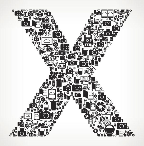 字母X摄影黑白矢量图标背景图片下载
