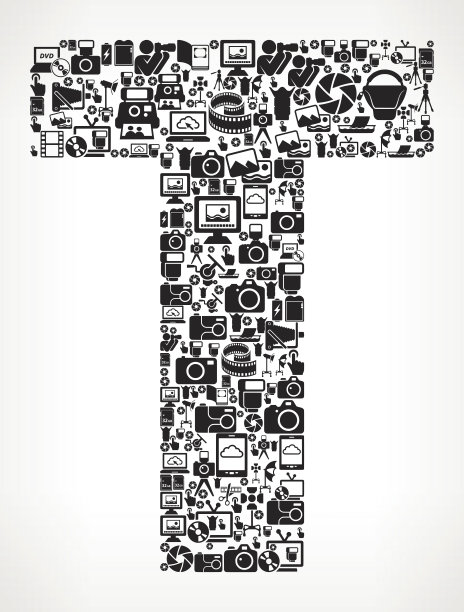 字母T摄影黑白矢量图标背景图片下载