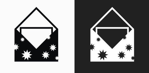 信封图标上的黑色和白色矢量背景图片下载