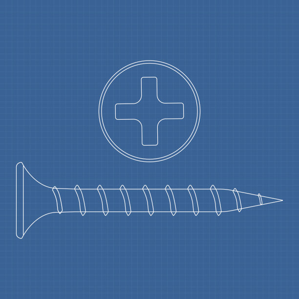 螺钉和螺钉头。蓝图背景插图。图片下载