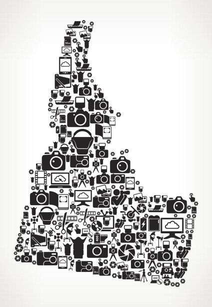 爱达荷摄影黑白矢量图标背景图片下载