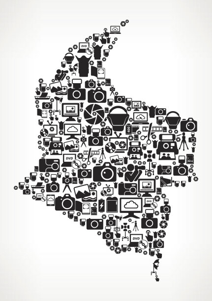 哥伦比亚摄影黑白矢量图标背景图片下载