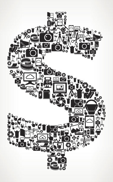 美元摄影黑白矢量图标背景图片下载