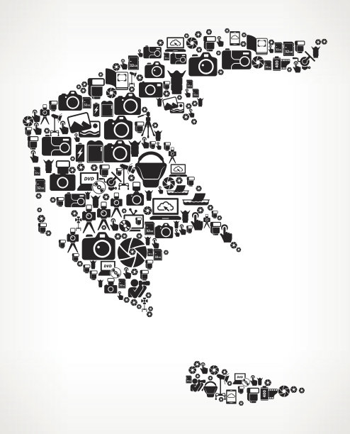 希腊摄影黑白矢量图标背景图片下载