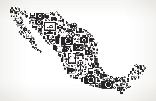 墨西哥摄影黑白矢量图标背景图片下载