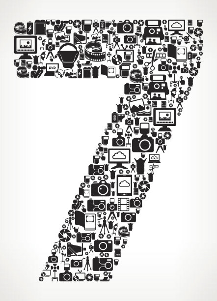 摄影黑白矢量图标背景图片下载