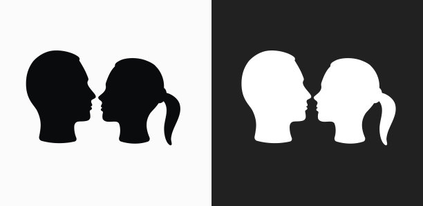 一对面对彼此的图标在黑色和白色的矢量背景图片下载