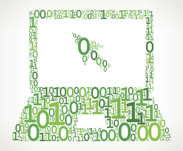 笔记本电脑二进制代码零一矢量插图图片下载