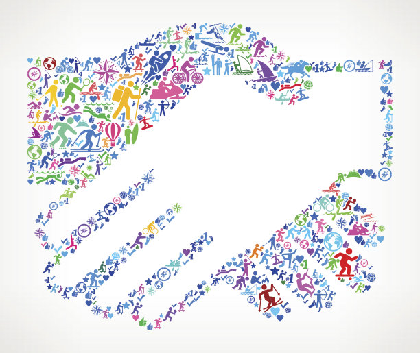 握手主动生活方式矢量图标模式图片下载