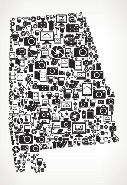 阿拉巴马摄影黑白矢量图标背景图片下载