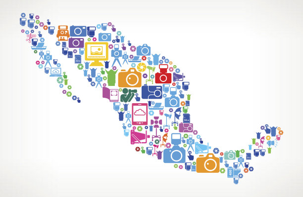 墨西哥摄影和相机矢量图标背景图片下载