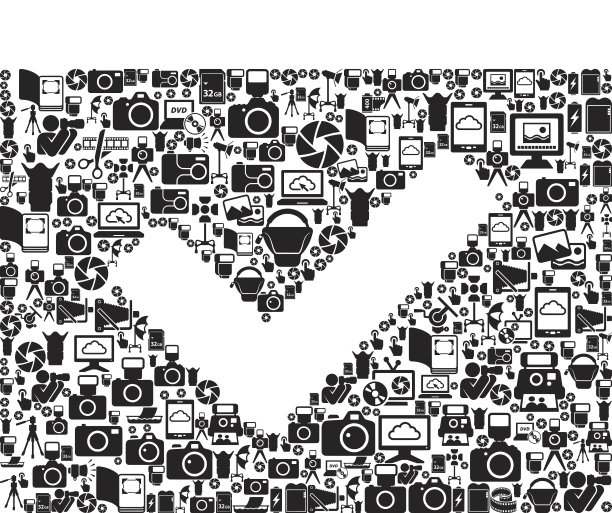 检查标记摄影黑白矢量图标背景图片下载