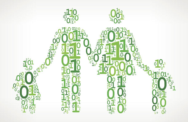 家族二进制代码零一矢量插图图片下载