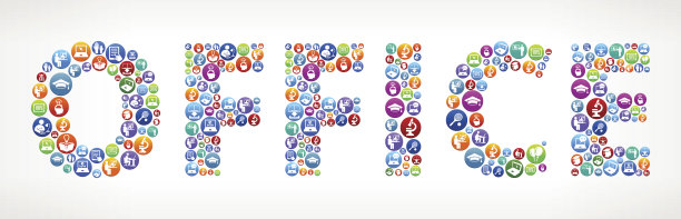 办公室未来和未来技术矢量按钮。图片下载