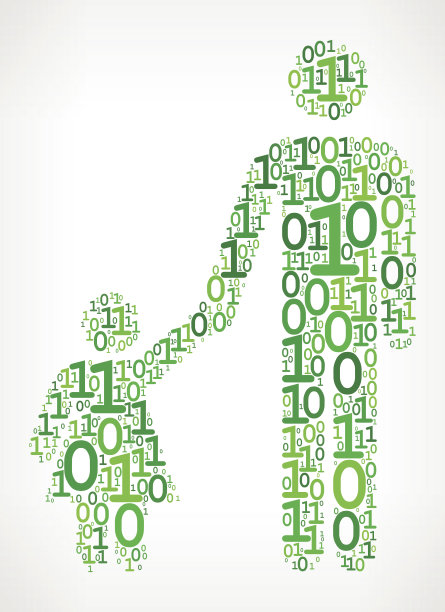 父亲和女儿二进制代码零一矢量插图图片下载