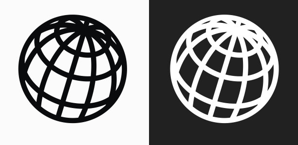 在黑白矢量背景上的地球仪图标图片下载