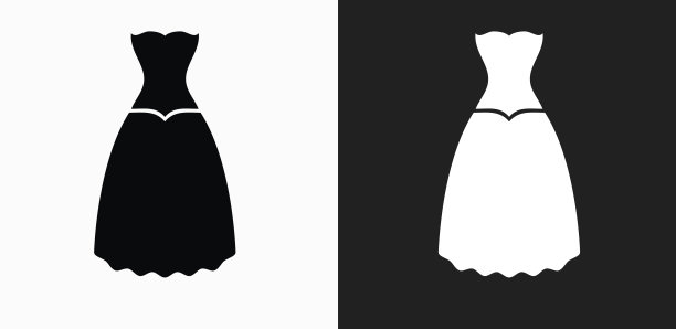 在黑色和白色矢量背景上的服装图标图片下载