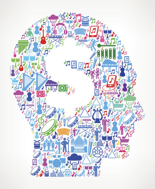 金钱头脑音乐和音乐庆祝矢量图标背景图片下载