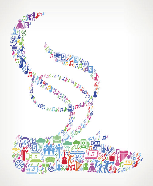 后跟音乐和音乐庆祝矢量图标背景图片下载