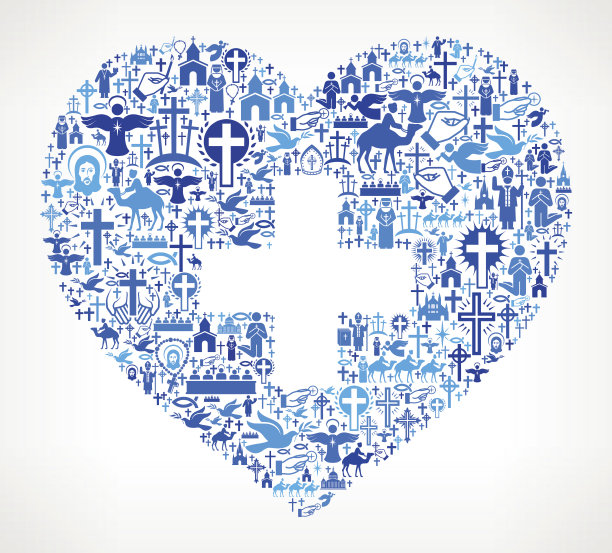 基督教和宗教的心形矢量插图图片下载