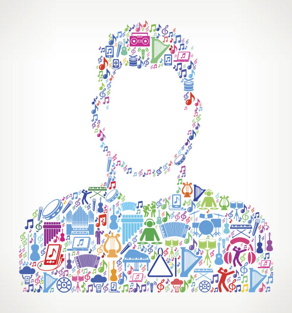 男人的脸肖像音乐和音乐庆祝矢量图标背景图片下载