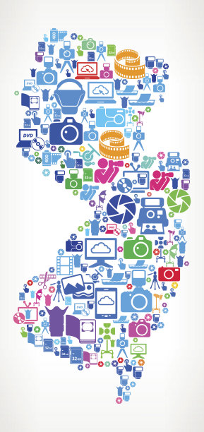 新泽西摄影和相机矢量图标背景图片下载