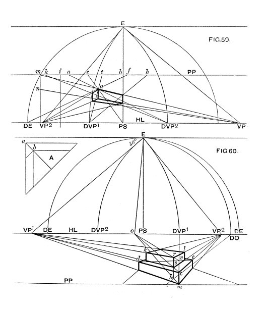 古董版画插图:透视几何图图片下载