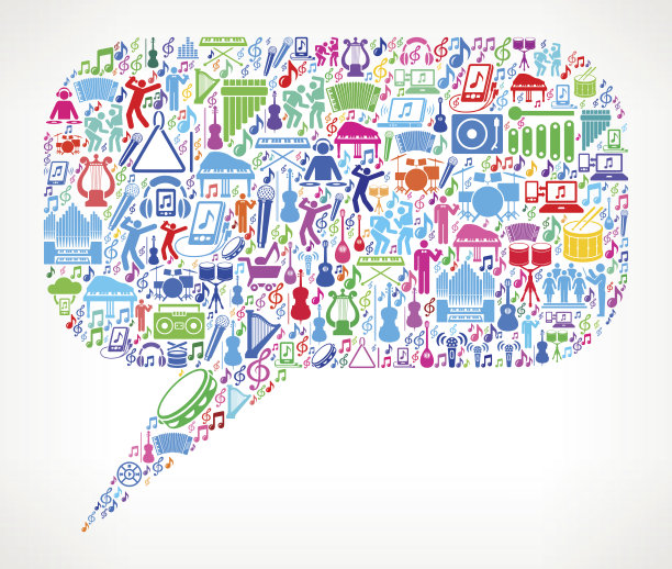 聊天泡泡音乐和音乐庆祝矢量图标背景图片下载