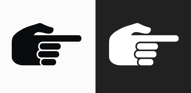 指向的手图标在黑色和白色矢量背景图片下载