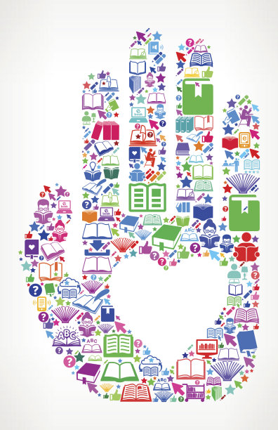 爱手阅读书籍和教育矢量图标背景图片下载