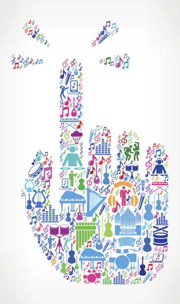 指向手音乐和音乐庆祝矢量图标背景图片下载