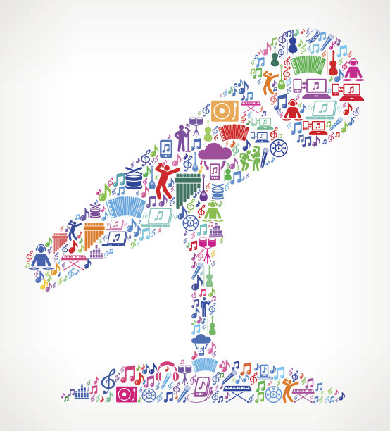 麦克风音乐和音乐庆典矢量图标背景图片下载