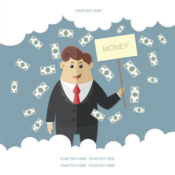 穿西装打红领带的人赚了很多钱。老板，办公室职员，经理，银行家，商人。平面矢量图标，插图图片下载