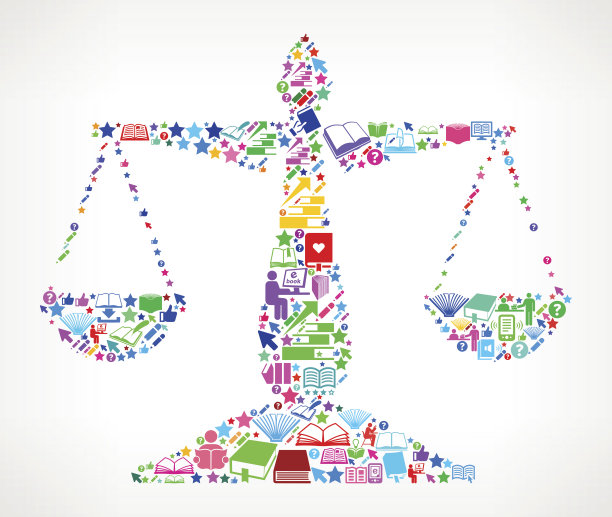 公正平衡阅读书籍和教育矢量图标背景图片下载