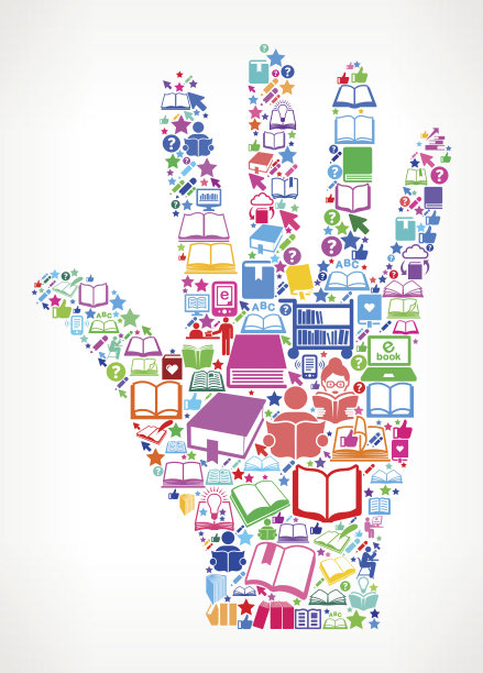 手掌阅读书籍和教育矢量图标背景图片下载