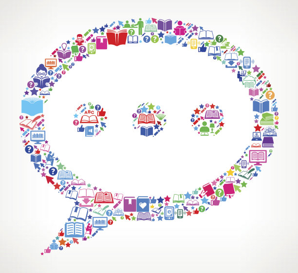 聊天泡泡阅读书籍和教育矢量图标背景图片下载