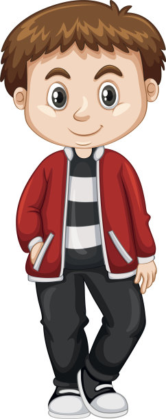 穿红夹克的小男孩图片下载