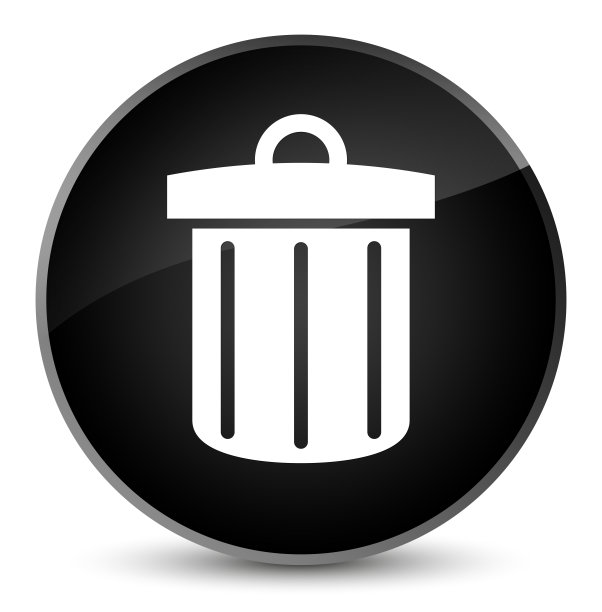 黑色圆形可回收垃圾箱图标按钮图片下载