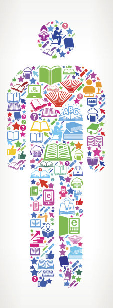 单简笔画阅读书籍和教育矢量图标背景图片下载