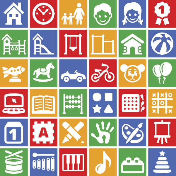 黑板上的日托矢量图标集图片下载