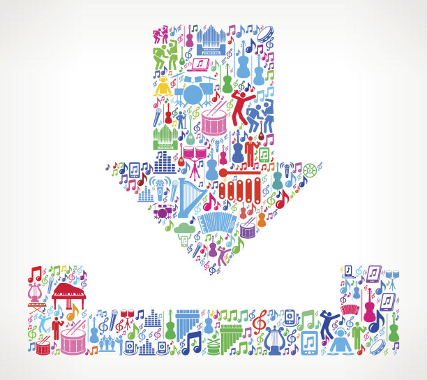 下载音乐和音乐庆典矢量图标背景图片下载