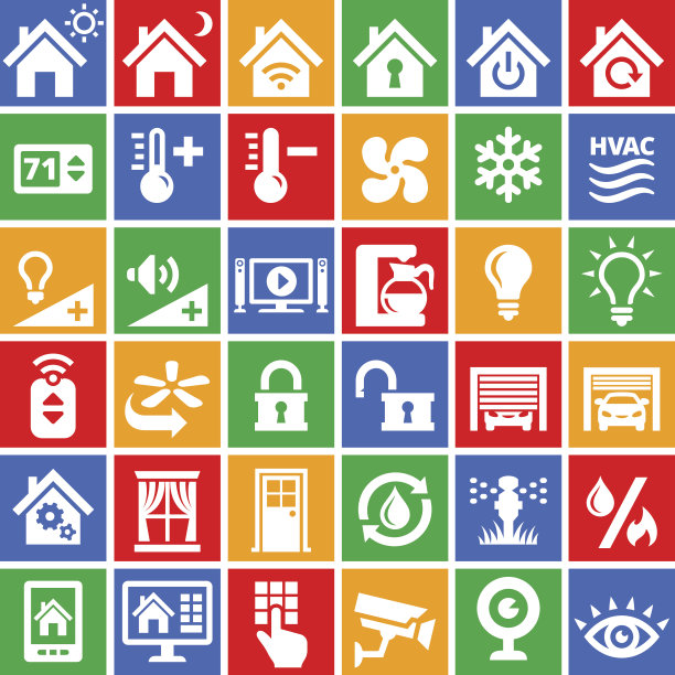 家庭自动化专利免费矢量界面图标的颜色图片下载