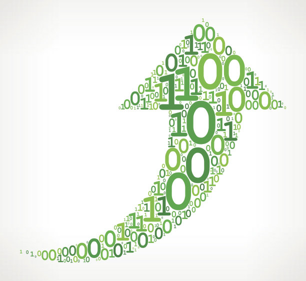 箭头向上二进制代码零一矢量插图图片下载