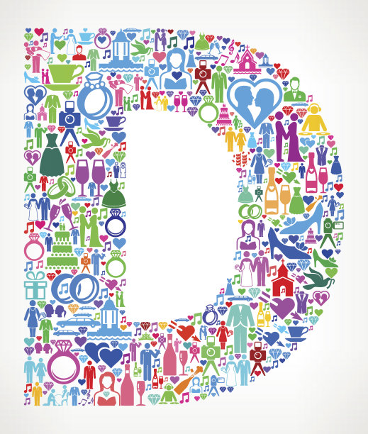 字母D婚礼和爱向量图形图片下载