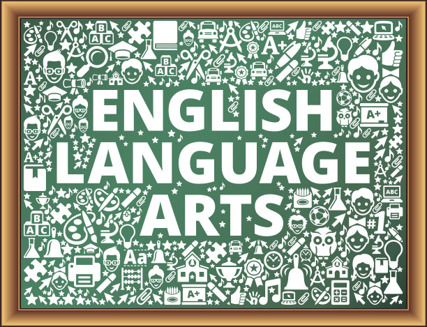 英语语言艺术学校和教育矢量图标黑板图片下载