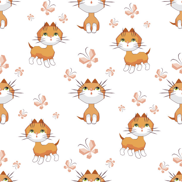 小猫和蝴蝶图片下载