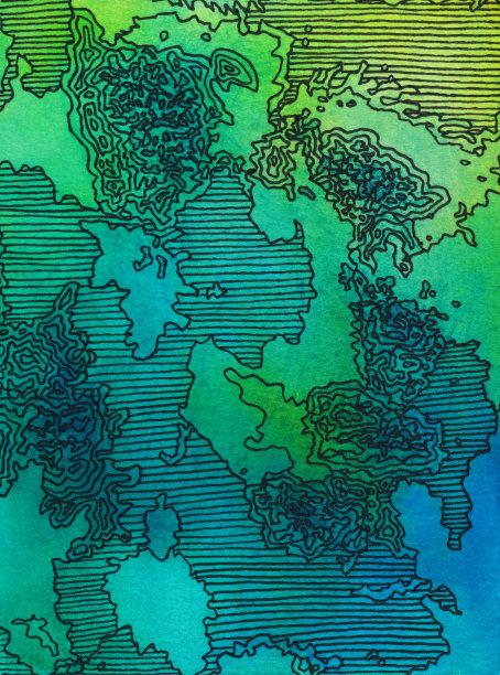 绿色背景与线条艺术类似地形图图片下载